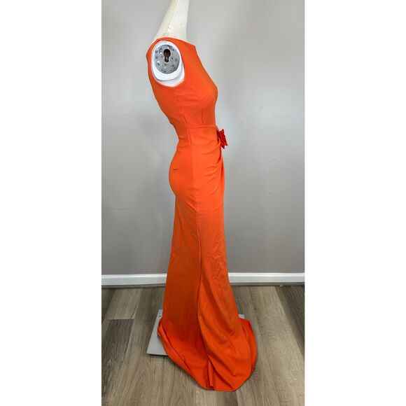 Chiara Boni La Petite Robe Glenaly Floral-Appliquéd Jersey Gown In Tangerine Siz - Picture 9 of 10